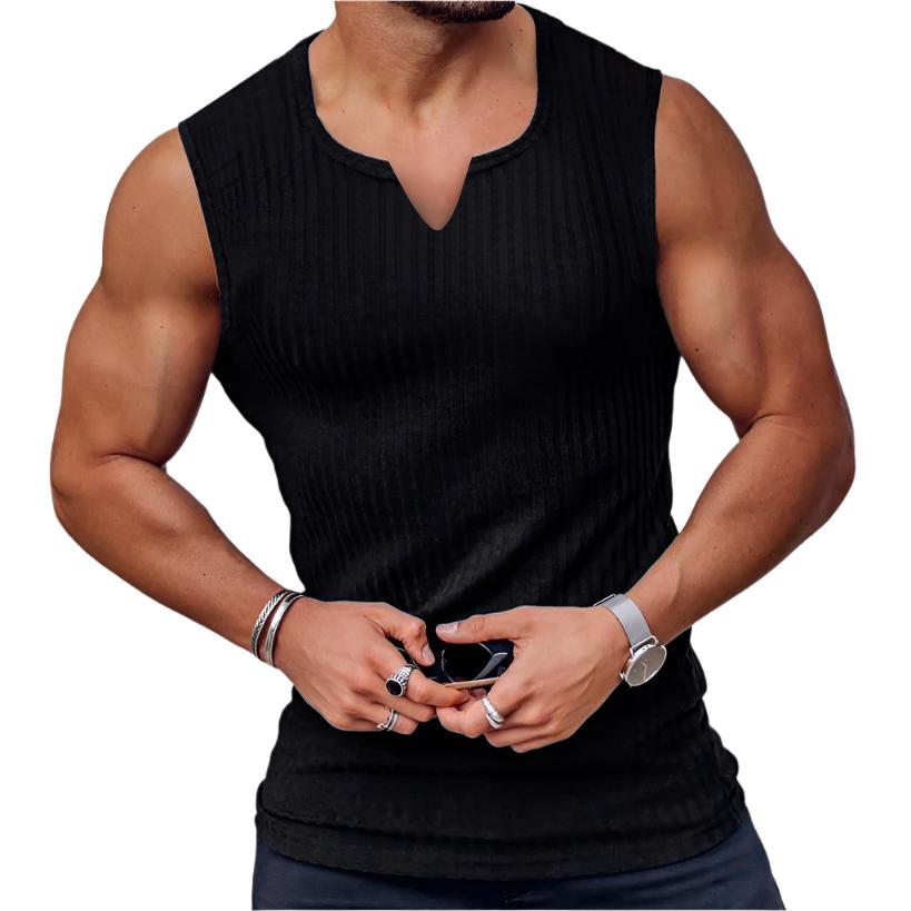 knitted vertical striped vest for men