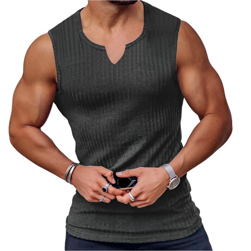 knitted vertical striped vest for men