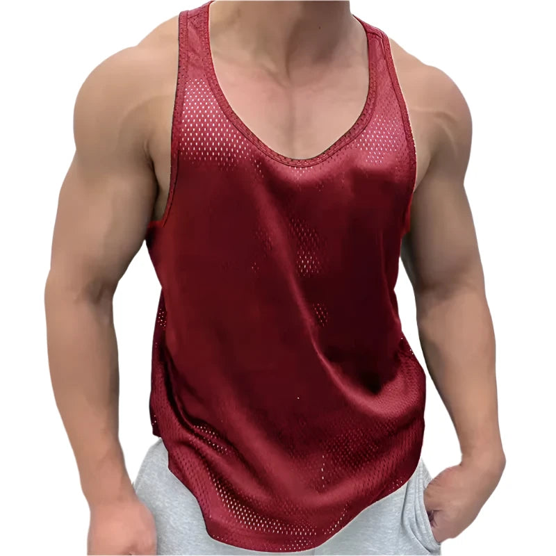 crimson mesh tank